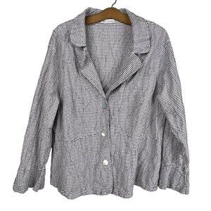 Cut Loose Jacket Size Medium Lagenlook Gingham Plaid Lagenlook Blazer Black